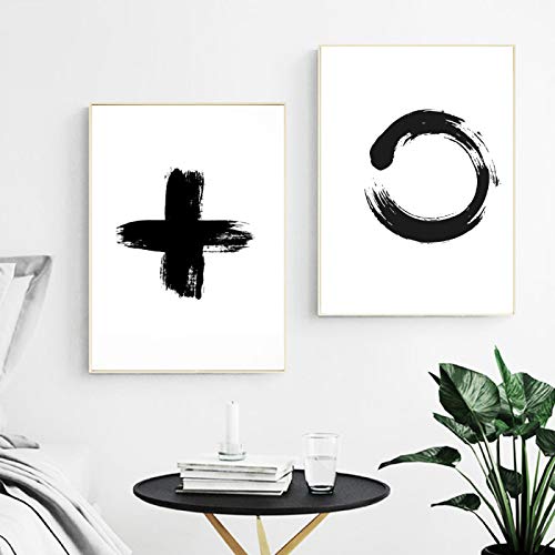 Impression moderne minimaliste sur toile noire et blanche 50x70cm pour déco murale