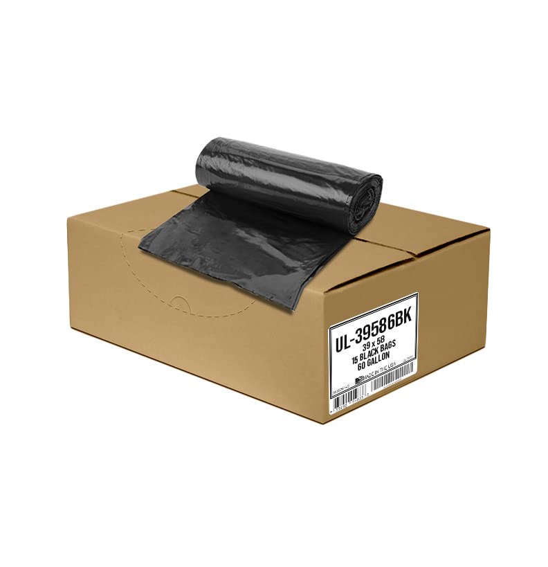 Miniatura 5 de Ultrasac UL-39586BK UL-39586BK - Bolsas de basura negras resistentes de 39 x 58 pulgadas, paquete de 15 unidades, para contratistas, construcción e