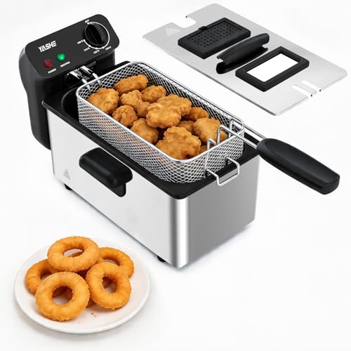 Friteuse électrique de 3,2 l avec fenêtre de visualisation, friteuse en acier inoxydable de 1500 W avec réglage de la température, panier à friture...