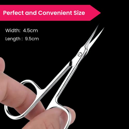 Accessory High Grade 440C Japanese Steel Cuticle Scissors With Sharper Edge, Grooming Precise Pointed Tip , Women And Men Manicure, Pedicure, Eyebrow, Nail Trimming, Eyelash, Dry Skin Matte Silver #TOP2