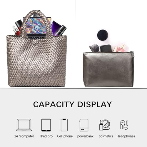 Image of JINMANXUE Fashion Woven Bag Shopper Bag Travel Handbags and Purses Women Tote Bag Large Capacity Shoulder Bags