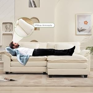 Modular Sectional Sofa, Comfy Cloud Couch Sectional Sofa with Ottoman, Chenille Sofa Sleeper Deep Seat Sofa with Throw Pillows for Living Room (Beige White, 86"- L Shape) Modular Sectional Sofa Comfy Cloud Couch Sectional Sofa with Ottoman Chenille Sofa Sleeper Deep Seat Sofa with Throw Pillows for Living Room Beige White 86 L Shape