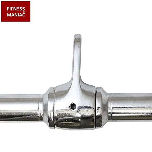 Fitness Maniac 28" Chrome Lat Bar D Handle Pull Machine Strength Cable Attachments Down Tricep Straight Row Pulldown Multi Home Gym Exercise Bars Press Revolving Multipurpose Attachment #TOP3