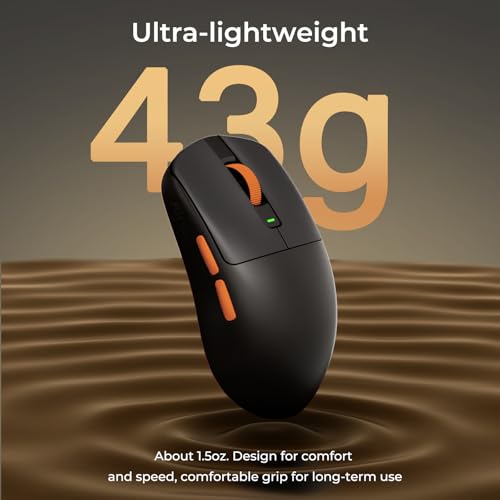 RK ROYAL KLUDGE M30 Gaming Mouse Wireless, 12000 DPI PixArt PAW3311 Sensor, 41g Ultralight, 1000Hz Polling Rate, 2.4G/USB-C/Bluetooth Maus Gaming, 250mAh, Voll programmierbare Tasten, Schwarz – Bild 4