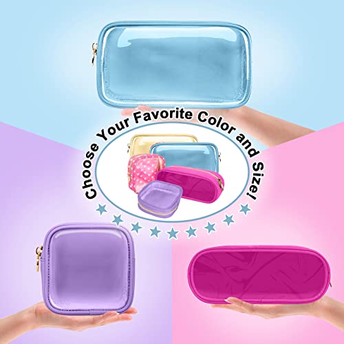 Nylon Small Clear Makeup Bag For Purse, Cute Makeup Bag Preppy Cosmetic Zipper Pouch Purse, Waterproof Travel Toiletry Bag Coin Pouch Clutch Make Up Brush Bag Organizer Storage For Women Ladies(Blue) #TOP7