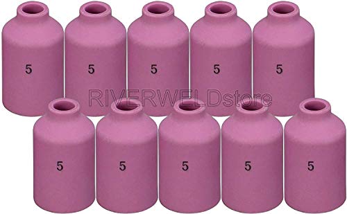 Image of RIVERWELD TIG Gas Lens Alumina Nozzle Ceramic Cups 54N17 5# 5 /16 inch 8.0mm for DB PTA SR WP 17 18 26 TIG Welding Torch Pack of 10