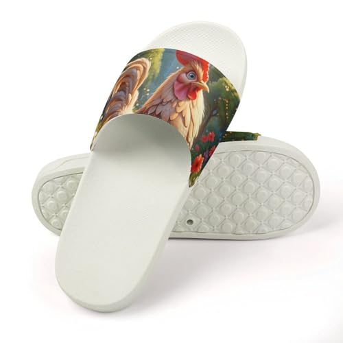 Cute Chicken Rooster Funny House Sandals Non Slip Shower Slippers Quick Drying Bathroom Shoes for Women Men4