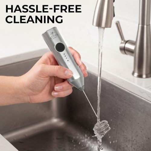 Image of Zulay Kitchen Rechargeable Milk Frother Handheld - Frother Wand, Drink Mixer, Electric Whisk Frother, for Cappuccinos, Matcha & Protein Powder - Dynamic Triple Whisk, 3 Speed 500mAh Silver
