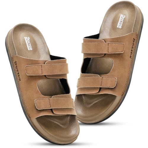 Image of DOCTOR HEALTH SUPER SOFT Men's Adjustable Strap Sandals | Soft Cushioned Footbed | Lightweight Anti-Skid Comfort Sandals | Casual Everyday Wear Slip-On Sandals for Men