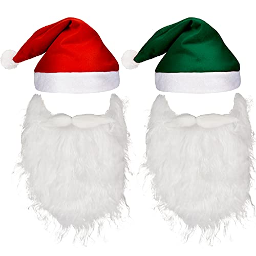 Bonnet de Père Noël et barbe blanche pour animation de Noël et réveillon en famille