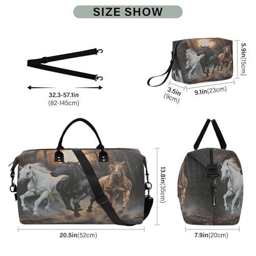 CEBUGI Running Horse Quilted Duffle Bag for Women Large Carry On Travel Weekend Bag Hospital Bags for Labor and Delivery3