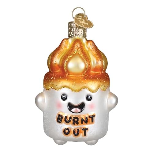 Old World Christmas Burnt-Out Marshmallow Glass Blown Ornament for Christmas Tree, Handcrafted Holiday Decoration, Camping Collection
