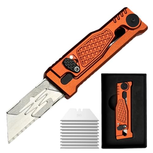 UTOTU 5.8" Aluminium Utility Knife, EDC Box Cutter with Clip,