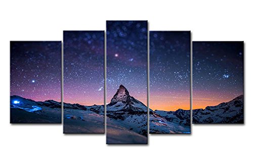 Fresh Look Color 5 Piece Wall Art Painting Starry Night Sky Over The