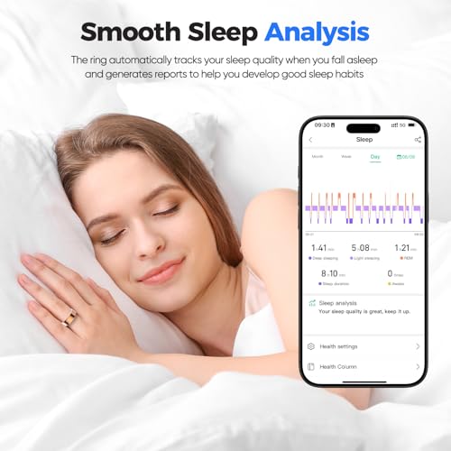 Image of BIEMHA Smart Ring Health Tracker, Sleep Exercise Health Monitoring Smart Ring for Women & Men, Daily Tracking, IP68 Waterproof, iOS /Android Compatible, No Subscription, 5‑Day Battery Life (Black, 7)