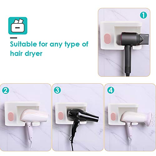 AriTan Wall Mounted Hair Dryer Holder Rack, No Drilling Styling Tool Organizer Storage Basket for Bathroom, Give 10 Hooks + 1 Soap Holder