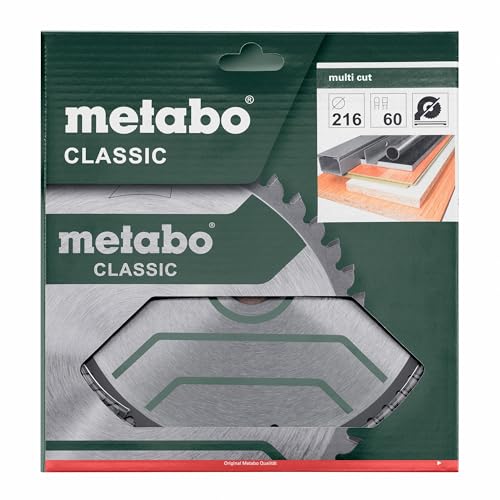 metabo Kreissägeblatt 216 x 30 mm Z60 FZ/TZ - Universelles Sägeblatt für anspruchsvolle Materialien, präzise Schnitte in Holz, Laminat, MDF, Kunststoff und Messingprofilen - Ideal für Innenausbau