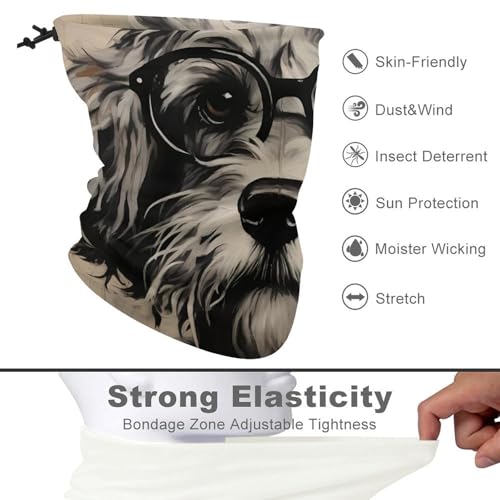 Dog in Necklace And Glasses Neck Gaiter Unisex Ski Mask Gator Face Cover Scarf Balaclavas Bandana3