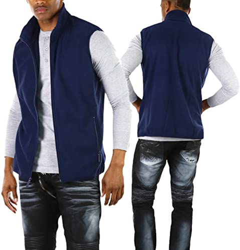 Image of ToBeInStyle Men's Zip Up Sleeveless High Collar Polar Fleece Vest