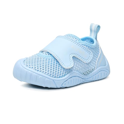 KATETU Toddler Wide Toe Box Shoes Baby Boy Girls Walking Sneakers Lightweight Breathable Non-Slip Running Tennis Indoor Outdoor Shoe Blue US 4 Toddler
