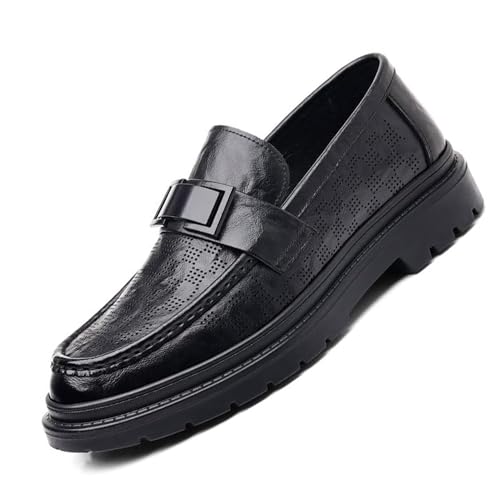 Men's Platform Dress Shoes Lightweight Slip-On Soft Sole Leather Work Tuxedo Loafers Wedding