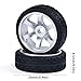 Abendor 6 Spoke Wheel Rims & Rc Car Speed Tires for 1/28 RC Hobby Model Car, [2*N+2*W] 4 Pcs 20mm Aluminum Alloy Rims for Wltoys K969 K989 P929 AWD XRX AMZ WL DRZ GLA BZ (Silver Speed)