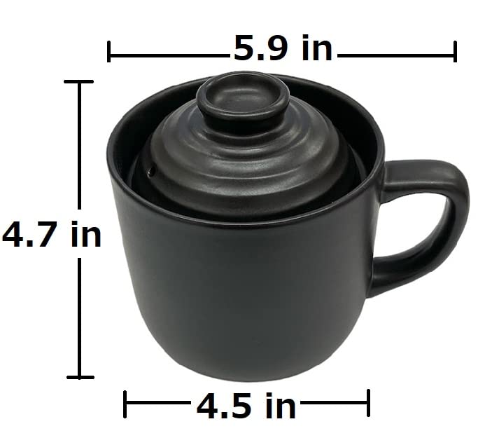 Rice Cooking Mug for 1 Cup, Microwave Rice Cooker Japan Import 5.9 in (W) × 4.7 in (H) × 4.5 in (D) (Black), Japan Quality and Japan Technology surpervised by Japanese Entity
