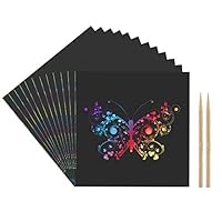 Kesote Scratch Paper 100 Sheets Magic Scratch Art Set Scratch Paper Boards Scratch Off with 2 Bamboo Stylus for Kids DIY Art& Craft Drawing Note Taking