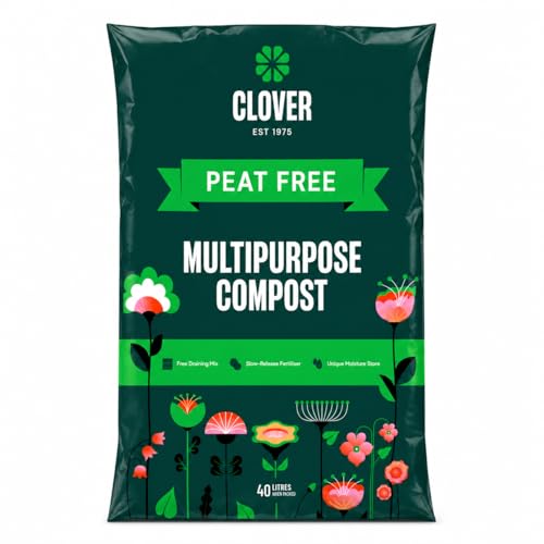 Image of Clover Peat Free Multipurpose Compost 40 Litre - Free Draining Soil Mix with Slow Release Fertiliser, Moisture Retention, Ideal for Flowers, Vegetables, Herbs & Indoor Outdoor Plants