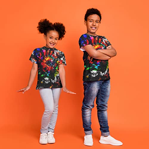 Image of Kids Tie Dye Shirt 6-18 Years Children Hippies Senior Tie-Dye Tee Tshirt for Boys' Girls'