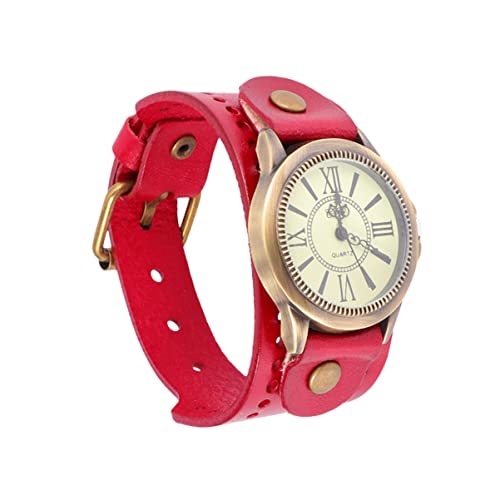 Générique Montre Bracelet Cuir Femme Vintage Style Rétro Montre Romain Littéral Élégante Confortable Quartz Femme pour Cadeau Anniversaire Noël Saint...