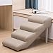 ​Folding Pet Ramp for High Beds Couches, 200Lbs Capacity, Waterproof Non-Slip Dog Stairs for Large Dogs Cats, Adjustable, Beige​(Light Brown,72x40x40cm)