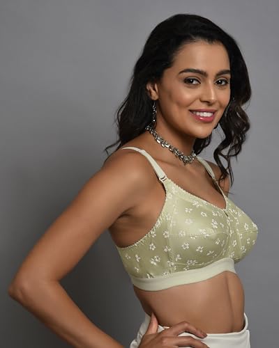 Image of XCARE Women's Non-Padded,Non-Wired,Full Coverage,Seamed 100% Cotton Fabric Comfortable, Soft & Breathable, Adjustable Straps, Multicolor, Everyday Comfort Heavy Brust Bra (Pack of 3)