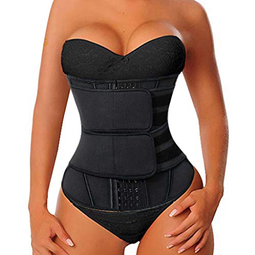 BAFAFA Women Waist Trainer Corset Slimming Belt Body Shaper Cincher Neoprene Sauna Sweat Shapewear Abdominal Fitness Slimming Belt,Black,XXL