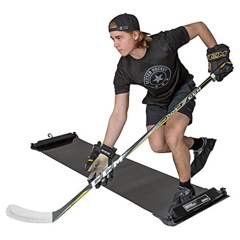 Better Hockey Extreme Slide Board - Portable IceHockey Training Aid, For Stamina, Endurance, Strength, Agility and Speed - Used by the Pros, Adjustable Length, With 3 pair of Booties, Size S, M, and L Cover