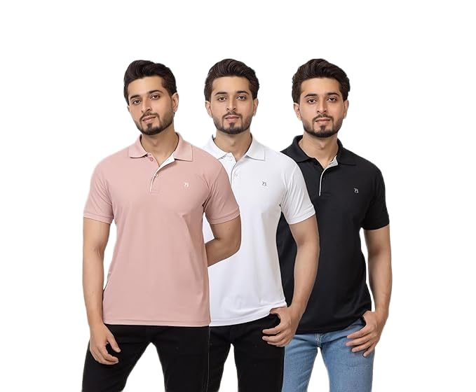Image of Regular Fit Half Sleeve Soft and Comfortable Solid Polo T-Shirt for Mens (Pack of 3)