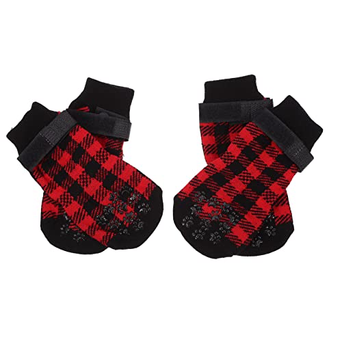 BELLIFFY Dog Christmas Socks 4 Pack Non Stockings Knitted Pet Supplies Aarel Cozy Warm Dog Socks