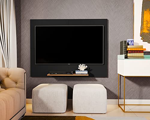 Painel Paris Suporte Suspenso Para TV Até 50 Polegadas Quarto Ou Sala Com Prateleira (Preto / Nature