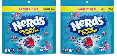 Image of NERDS Gummy Clusters, Candy, Very Berry, Crunchy and Gummy, 18.5 oz (Pack of 2)