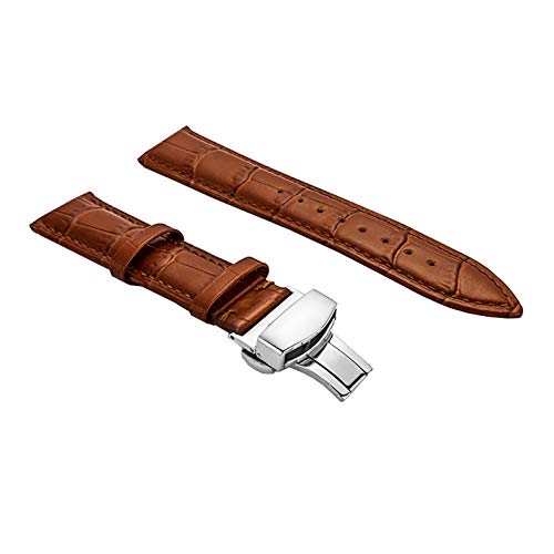 Bracelet de montre en cuir à dégagement rapide et boucle papillon de 12 à 24 mm