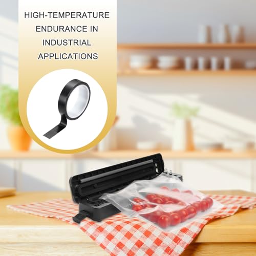 Image of PATIKIL High Temperature PTFE Tape 13 /16 Inch x 33 Feet, PTFE Coated Fiberglass Adhesive Tape for Vacuum Sealer Machines Hand-Impulse Sealers Insulation, Black