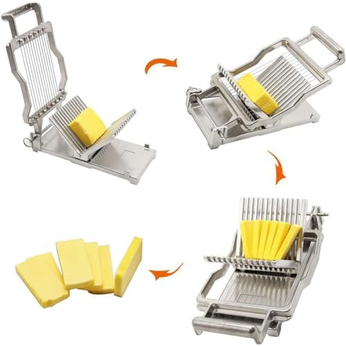 Manueller Käsehobel aus Edelstahl mit verstellbarem Draht für perfekte Scheiben, ideal für Käse, Butter, Toast, kompaktes Design, 32 x 17 x 11,5 cm