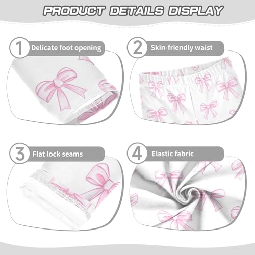 Wusikd Pink Bows 1 Girls' Leggings Toddler Doodles Kids Yoga Pants Dance Active Tights 4T3