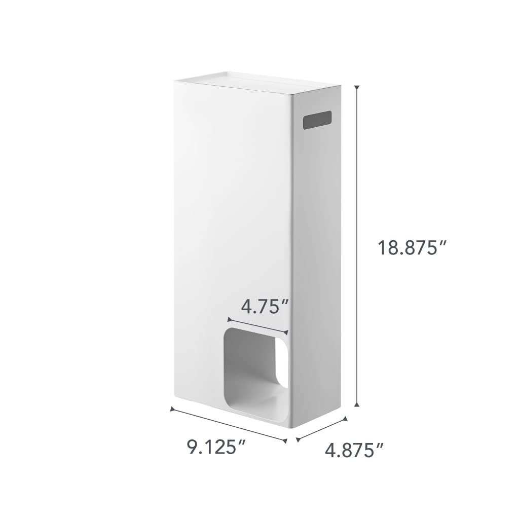 Yamazaki 3455 TOWER dozownik papieru toaletowego, biały, stal, minimalistyczny design, 23 x 12,5 x 48 cm (dł. x szer. x wys.)