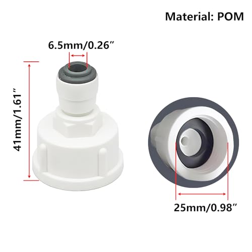 Qrity 1 Stück Wasser Schnellkupplung Adapter, 1/4 RO Wasser Gerade Rohrfitting auf 3/4 Weiblich, Doppelsiegel, Schnellanschluss für Wasserfilter