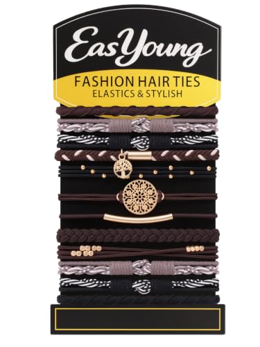 EasYoung 12PCS Hair Ties Bracelet for Women, Braided Nylon Hair Bands Elastic No Damage Ponytail Holders, Hold for Thick, Thin Hair.