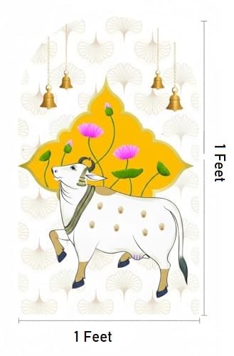 Image of Pichwai Cow Wallpaper for Mandir (1X1, Pichwai Cow - S) | Removable