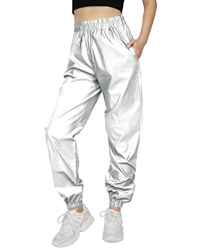 Hde Reflective Joggers Pants For Women High Visibility Jogger Windbreaker Pant (Small) Gray #TOP16
