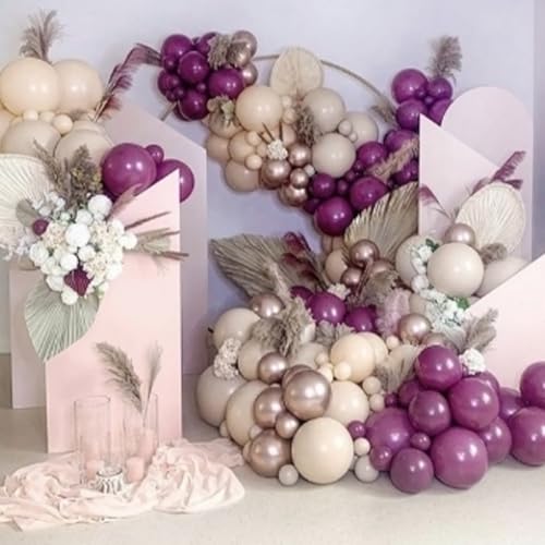 Image of PartyWoo Dark Purple Balloons 100 pcs 10 Inch Dark Magenta Plum Latex Helium Balloons for Graduation Baby Shower Gender Reveal Wedding Butterfly Halloween Birthday Party Decorations Purple-F13