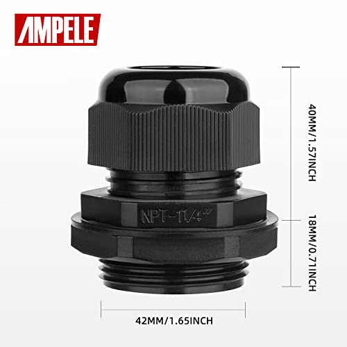 Ampele 2 Pack 1-1/4'' Npt Cable Gland Waterproof Adjustable 18.5-25Mm/0.73-0.98Inch Nylon Cable Glands Joints With Gaskets (1-1/4", 2 Pack) #TOP1